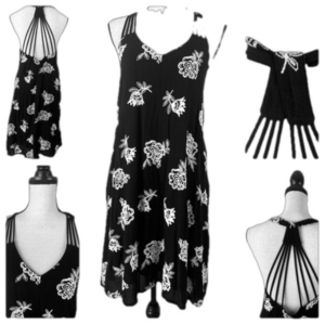 Sequin Hearts B/W Floral Embroidered Dress Sz M.